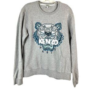 Xl Kenzo Jungle Paris tiger embroidered heather gray sweatshirt sweater Tunic